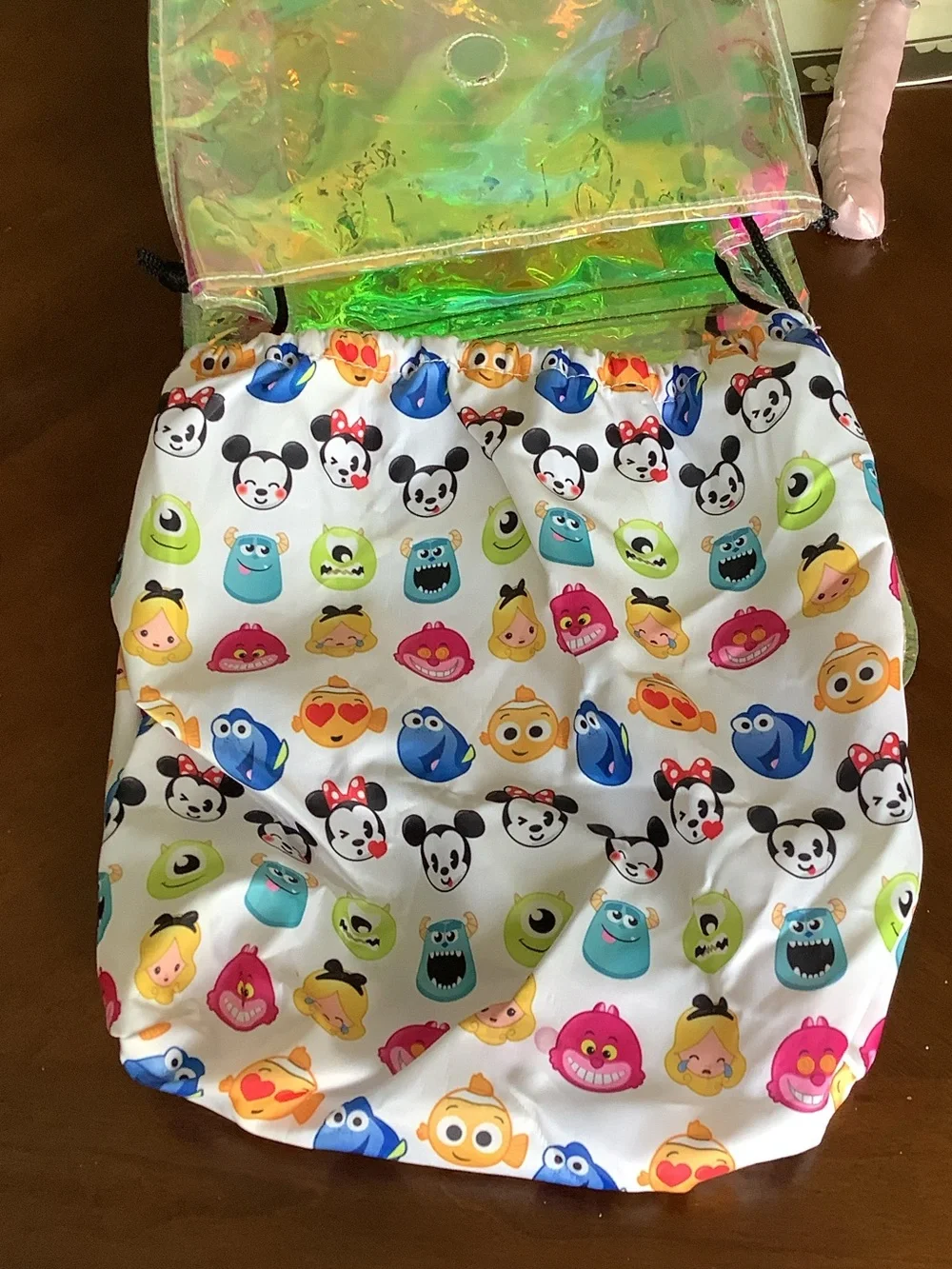 Kids Iridescent Holographic Backpack with Monster Patch - Pink/Multicolor